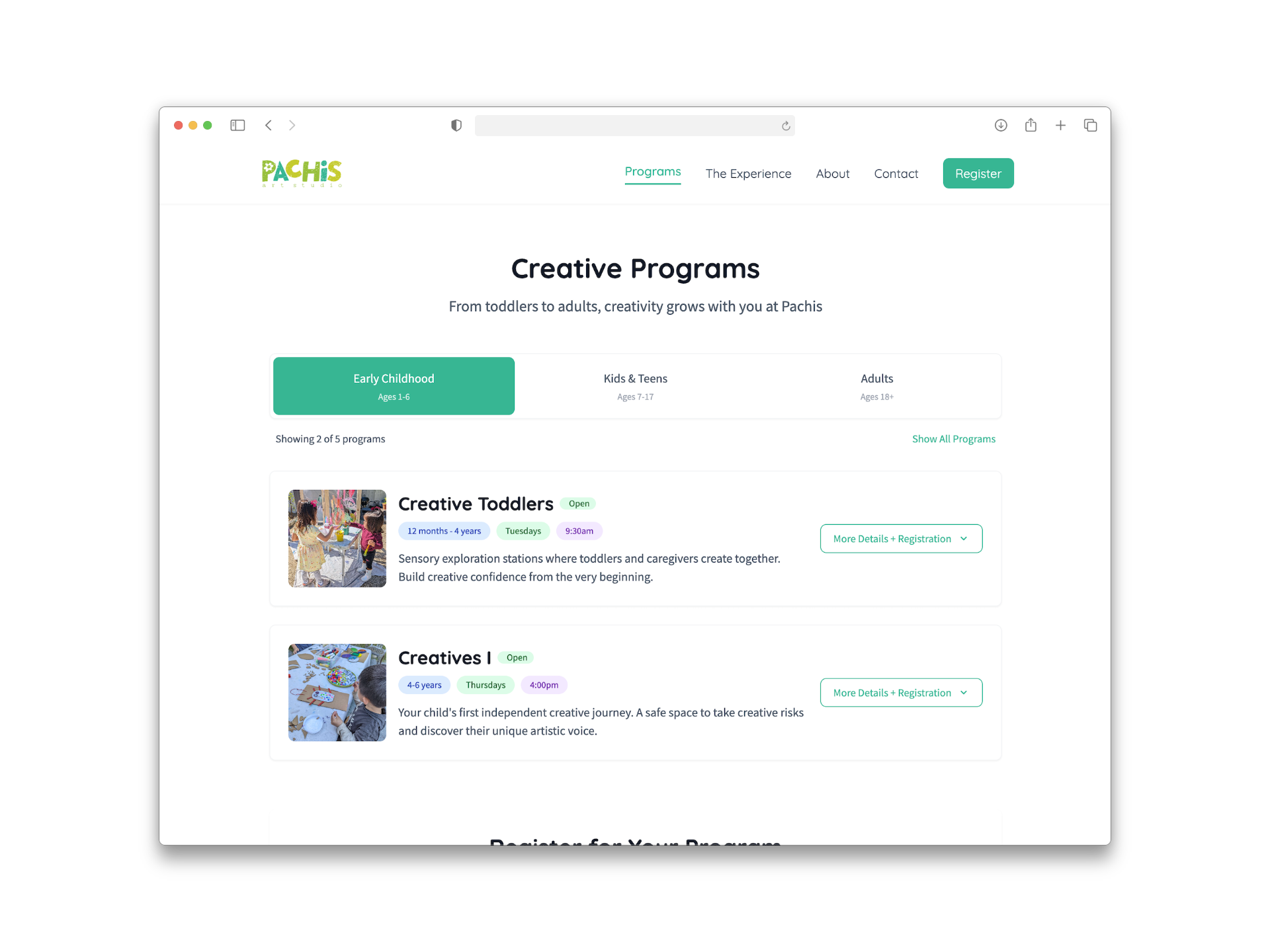 Pachis art studio website screenshot