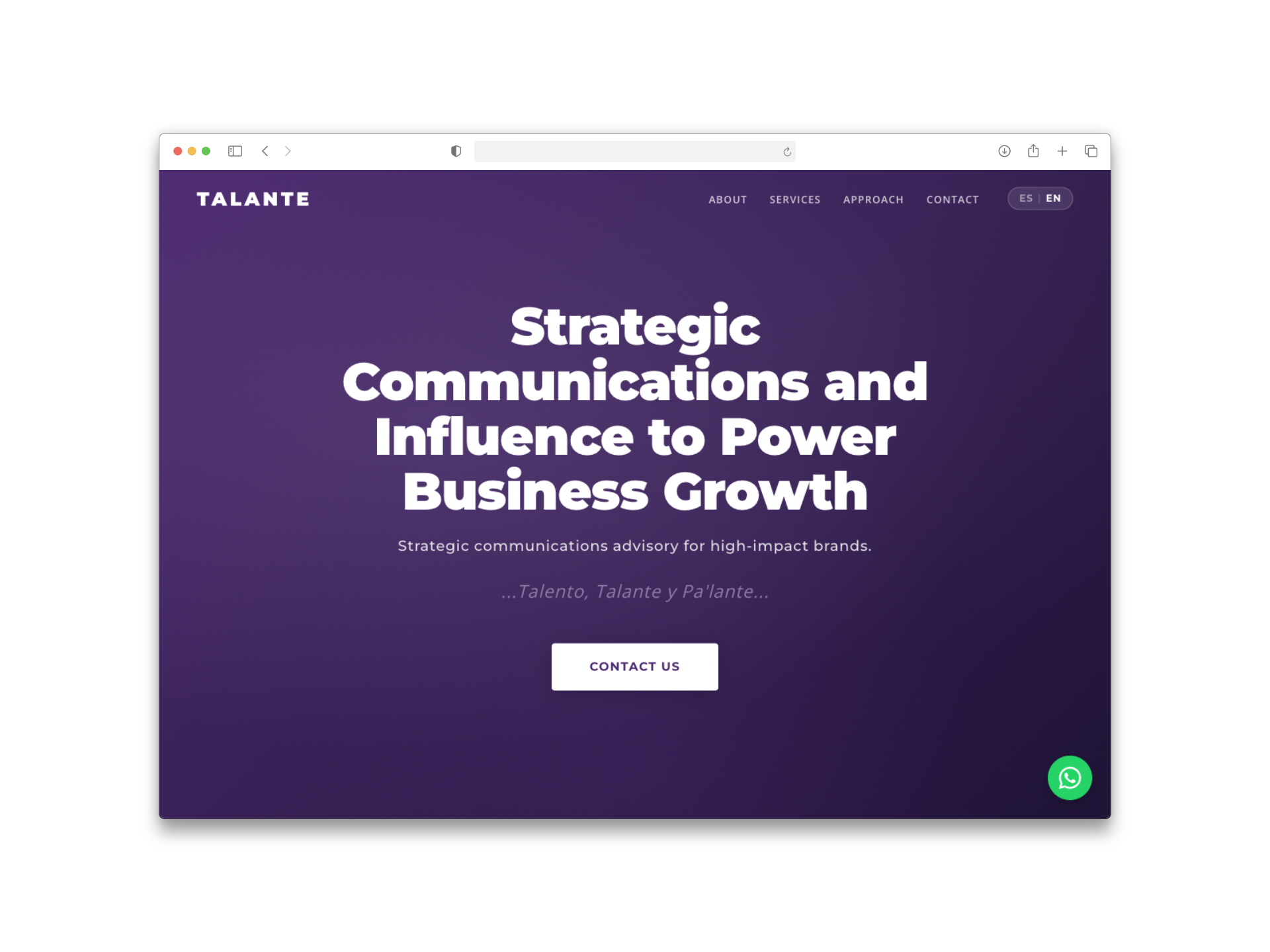 Talante communications advisory website screenshot